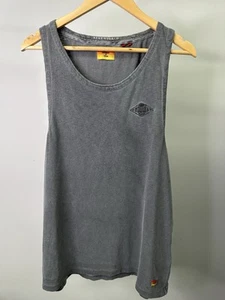 Men's Black Faded Grey Wash Superdry Tank Top Size L - Picture 1 of 5
