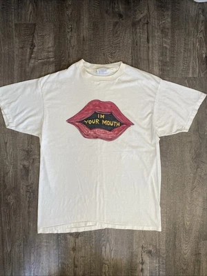 Gráfico vintage Hanes personalizado "en tu boca" para hombre talla XL crema Foto 1 de 4