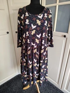 Carolina Dress Room Queen Bee Tea Dress Owl Print Pockets Size 2 /14-20 - Picture 1 of 10