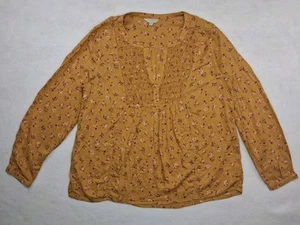 Lucky Brand Blouse Top Womens Large Floral Summer Tunic Shirt 3/4 Sleeve Peasant - Picture 1 of 14