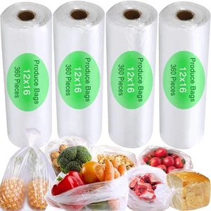 12" x 16" Plastic Produce Bags Roll, Fresh-Keeping Disposable Food Storage, C... - Picture 1 of 7