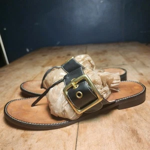 Chanclas COACH Vintage Cuero Negro Latón Hebilla - Talla 7 - Imagen 1 de 7
