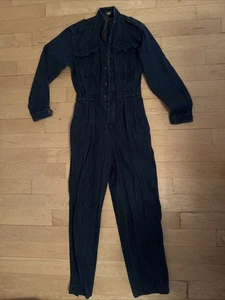 Vintage Women’s Calvin Klein Denim Long Sleeve Jumpsuit Size 4 - Picture 1 of 16
