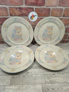 Tienshan Calico Cats Stoneware Sets Of 4 Dinner Plates 10.5" Vintage 90s - Picture 1 of 8
