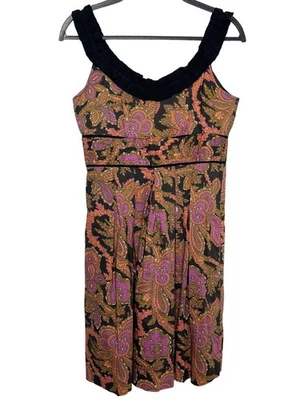 Vestido boho retro London Times para mujer 8 cachemira sin mangas negro rosa Foto 1 de 4
