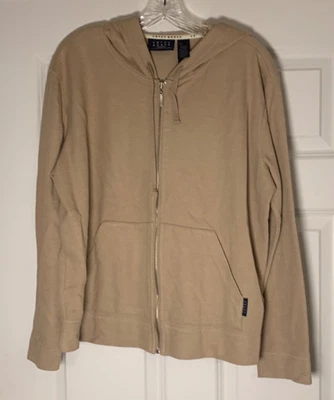 Crazy Horse By Liz Claiborne Full Zip Hoodie Pockets Large Tan - See Details - Image 1 of 4