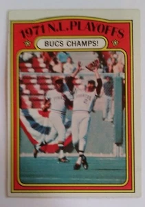 Tarjeta de béisbol Topps 1972, #221, los piratas ganan a los playoffs de 1971 + estadísticas, ¡antigua como nueva! - Imagen 1 de 2