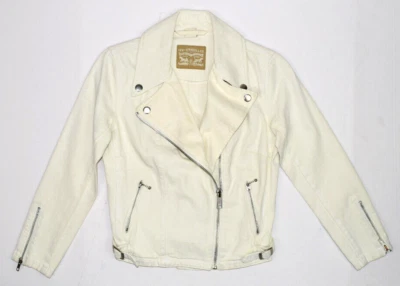 Chaqueta vaquera vintage Levis talla S años 80 90 marfil blanca chaqueta de moto multi cremallera Foto 1 de 4