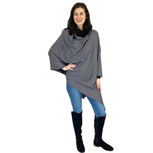 Poncho de cachemir y seda Blue Pacific en gris pizarra - Imagen 1 de 5