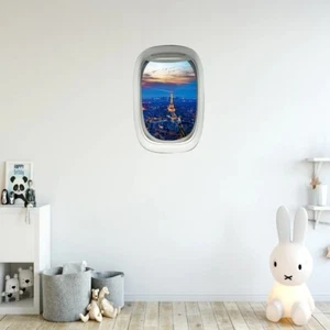 Kids Room Paris Wall Decor Airplane Window Decal Eiffel Tower Wall Art VWAQ-PW11 - Picture 1 of 2