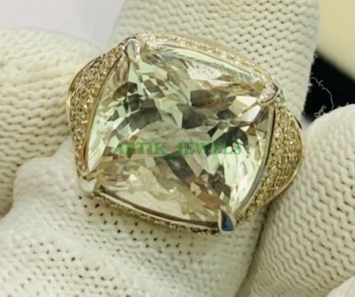 Natural Green Amethyst Gemstone with 925 Sterling Silver Ring for Men's #134 - Image 1 of 4