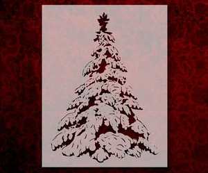 Snow Covered Pine Christmas Tree Stencil Reusable 8.5 x 11 Inches for Painting - Picture 1 of 3