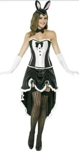 SEXY! BUNNY BURLESQUE OUTFIT BLACK & WHITE CORSET & SKIRT SIZE SMALL 8 10 - Picture 1 of 1
