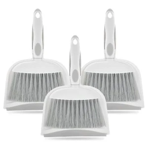 3 PCS Mini Broom and Dustpan Set Small Whisk Brush for Desk Home Tent Gray - Picture 1 of 6