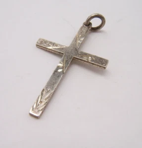 VTG HMH STERLING SILVER CROSS PENDANT ETCHED DESIGN - Picture 1 of 4
