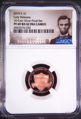 2019 S Proof LINCOLN CENT Penny NGC PF69 RD from 10-coin-silver-set ER Portrait - Image 1 of 2