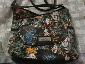 Bolso Bandolera Multi Sac Negro Floral, Bolso de Mano Cartera Flores Multicolores - Imagen 1 de 7