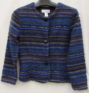 8 S Purple/Blues Textured VERSAILLES BUTTON Artsy Jacket~$5.50SH~MADE USA FALL - Picture 1 of 1
