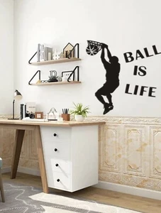 Ball Is Life Basketball Sports Theme Wall Decal Black Wall Sticker Free Shipping - Picture 1 of 4
