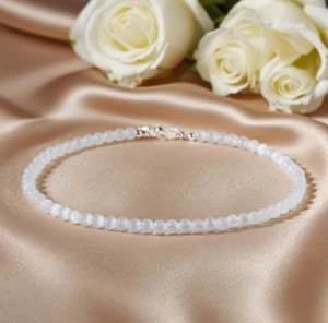 2025 NUOVO Selenite 4mm Perline Cavigliera per Donna Rosso Impermeabile Delicata Cavigliera Regalo - Foto 1 di 4
