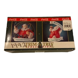 Coca-Cola Trim-A-Tree Christmas Ornaments 1992 Set of 2 In Original Box Coke - Picture 1 of 8