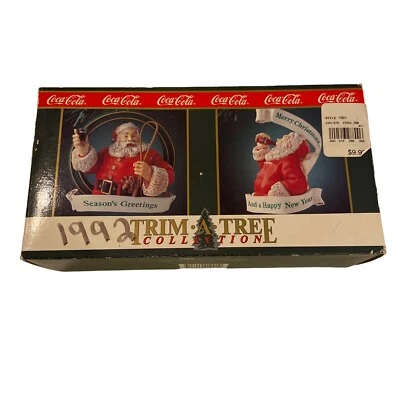 Coca-Cola Trim-A-Tree Christmas Ornaments 1992 Set of 2 In Original Box Coke - Image 1 of 4
