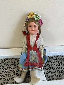 VTG Hungarian Doll~Papier Mache Cloth ~9.5"~ G40 - Picture 1 of 5