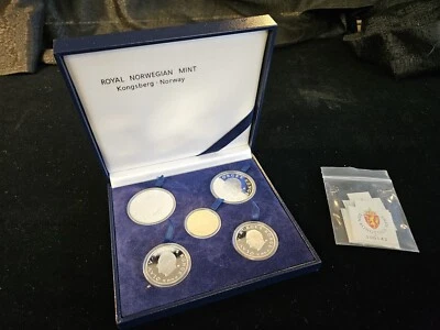 Norway Lillehammer 1994 Winter Olympics Proof Silver and Gold 1991 5-Coin Set  - Image 1 of 4