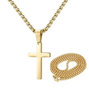 Collar Cruz Hombre para Niño Acero Inoxidable Pequeño Colgante 2 Piezas Cadena Regalo Cristo - Imagen 1 de 14