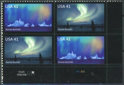 POLAR LIGHTS MNH Plate Block of 4 Lower Right Plate P11111 Scott's 4203 -4204 - Image 1 of 2