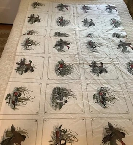 Tovaglia rettangolare Ducks bianca marrone fatta a mano runner 31"x62" - Foto 1 di 7