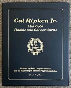 Cal Ripken Orioles “Rookie/Career" Danbury Mint 23 kt Gold Cards Folder - Picture 1 of 13