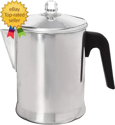 Today 铝制炉灶 顶部 Percolator Maker 耐用,在炉灶上酿造咖啡 — 第 1/4 张图片