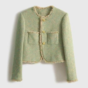 Mujeres Otoño Moda Abrigo Corto Prenda para el torso Chic Mangas Largas Chaqueta con Botones - Imagen 1 de 9