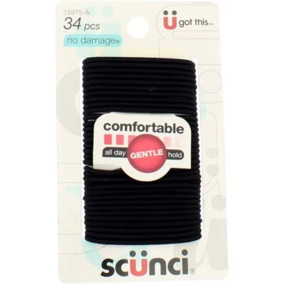 Elástico para cabello Scunci sin daños, pequeño, negro 34 ea Foto 1 de 3
