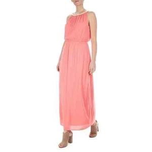 Women's Nina Leonard Rope-Braid Halter-Neck Maxi Dress -Coral Color - Medium - Picture 1 of 11