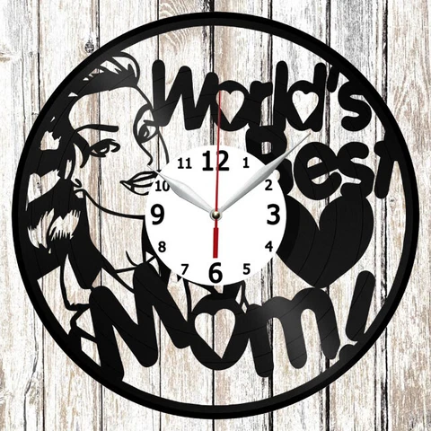 World's Best Mom Vinyl Wall Clock Made Of Vinyl Record Fan Art Handmade Gift #1 Cover