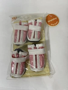 Dog Boots SimplyDog Shoes Pink And White Faux Leather Front Zip Dog Boot X-Small - Picture 1 of 3