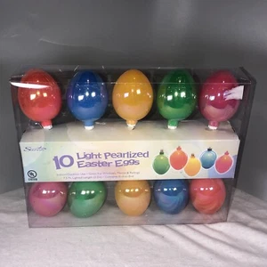 Siennna Easter 10 Egg String Lights Pearlized Multi-Colored Spring Holiday 7.5’ - Picture 1 of 5