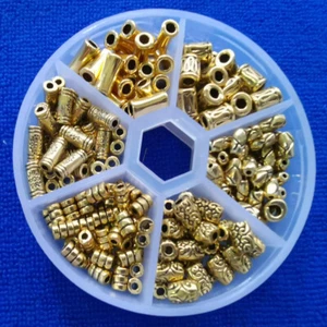 220PCS/Box Antiqued Gold Metal Tube Spacer Beads for Jewelry Making - Picture 1 of 7