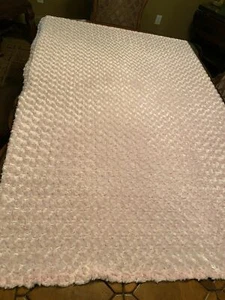 Baby Pink Rosebud Microfiber Fleece Fabric Soft Glam Material 32" x 62” Girly - Picture 1 of 12