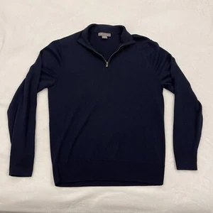 Daniel Cremieux Sweater Herren Medium Navy Quarter Zip Merinowolle Pulli - Bild 1 von 9
