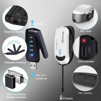 Wireless lavalier Microphone for iPhone & Computer-Alvoxcon USB Dual Lapel Mic - Image 1 of 4