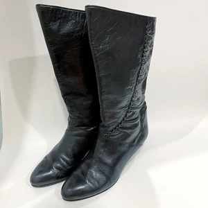 Scarpe con tacco vintage anni 80 made in Italy Black Leather di Bernard boots TG 37,5 - Foto 1 di 10