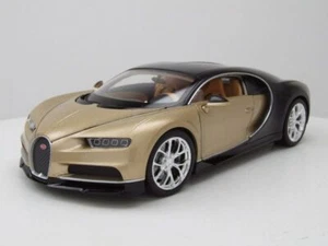 Bugatti Chiron 2017 Oro Nero Modellino Auto 1:24 Welly - Foto 1 di 9