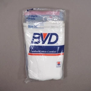 NEW Vintage 90s BVD Briefs Preshrunk Cotton 3 Pack Underwear Mens Size 36 White - Picture 1 of 4