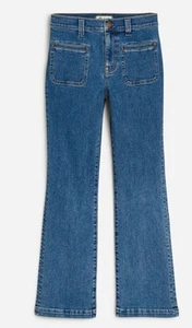 Madewell Jeans Womens 32 Blue Denim Mid Rise Kick Out Flared NO636 - Picture 1 of 12