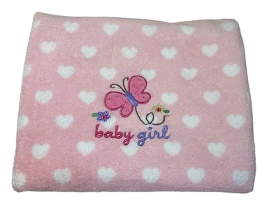 "Manta bebé niña Garanimals rosa mariposa corazones blancos 29 x 40""" Foto 1 de 4