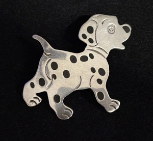 Broche perro dálmata vintage plata esterlina 925 y esmalte - Imagen 1 de 3