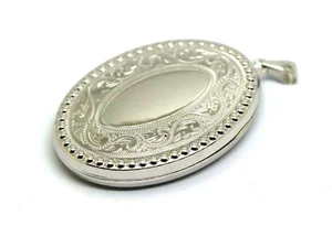 Genuine Sterling Silver 925 Large Engraved Border Oval Locket - Picture 1 of 8